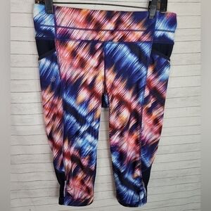 ATHLETA MULTI COLOR CARPI LEGGINGS, SZ MEDIUM